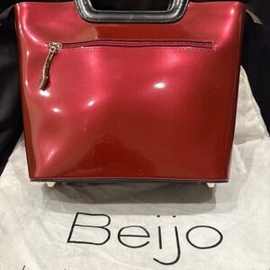 Beijo Metallic Red Patent Top Handle Handbag